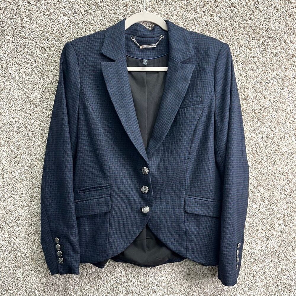 White House Black Market Navy Houndstooth Blazer